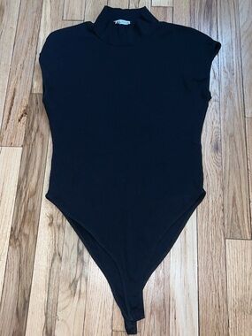 Zara Black Mock Neck Kids Bodysuit